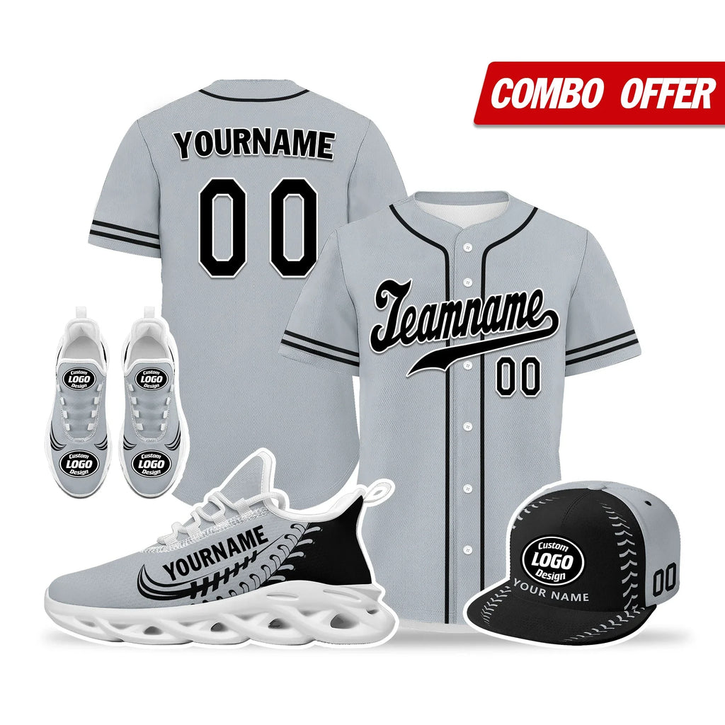 Custom Grey Jersey MaxSoul Shoes and Hat Combo Offer Personalized ZH-bd0b00e0-d - Coolcustomize
