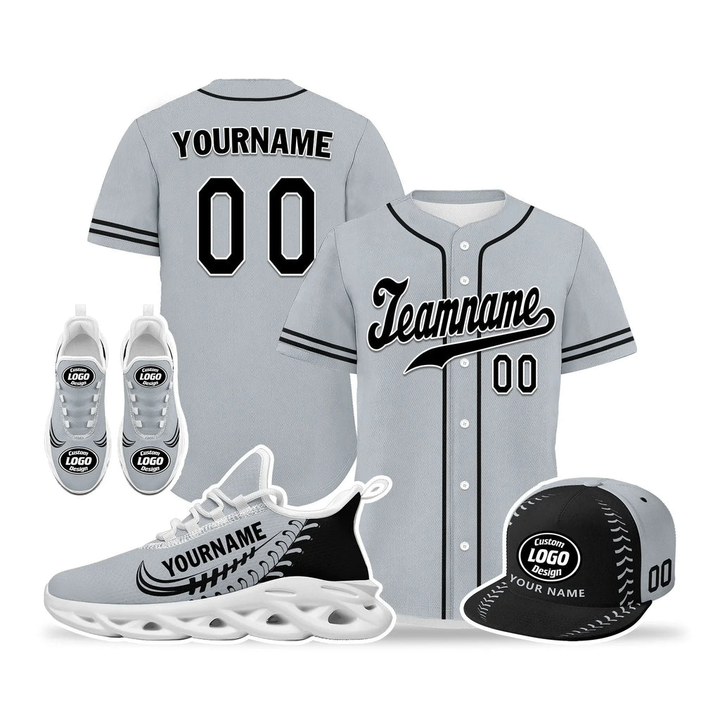 Custom Grey Jersey MaxSoul Shoes and Hat Combo Offer Personalized ZH-bd0b00e0-d - Coolcustomize