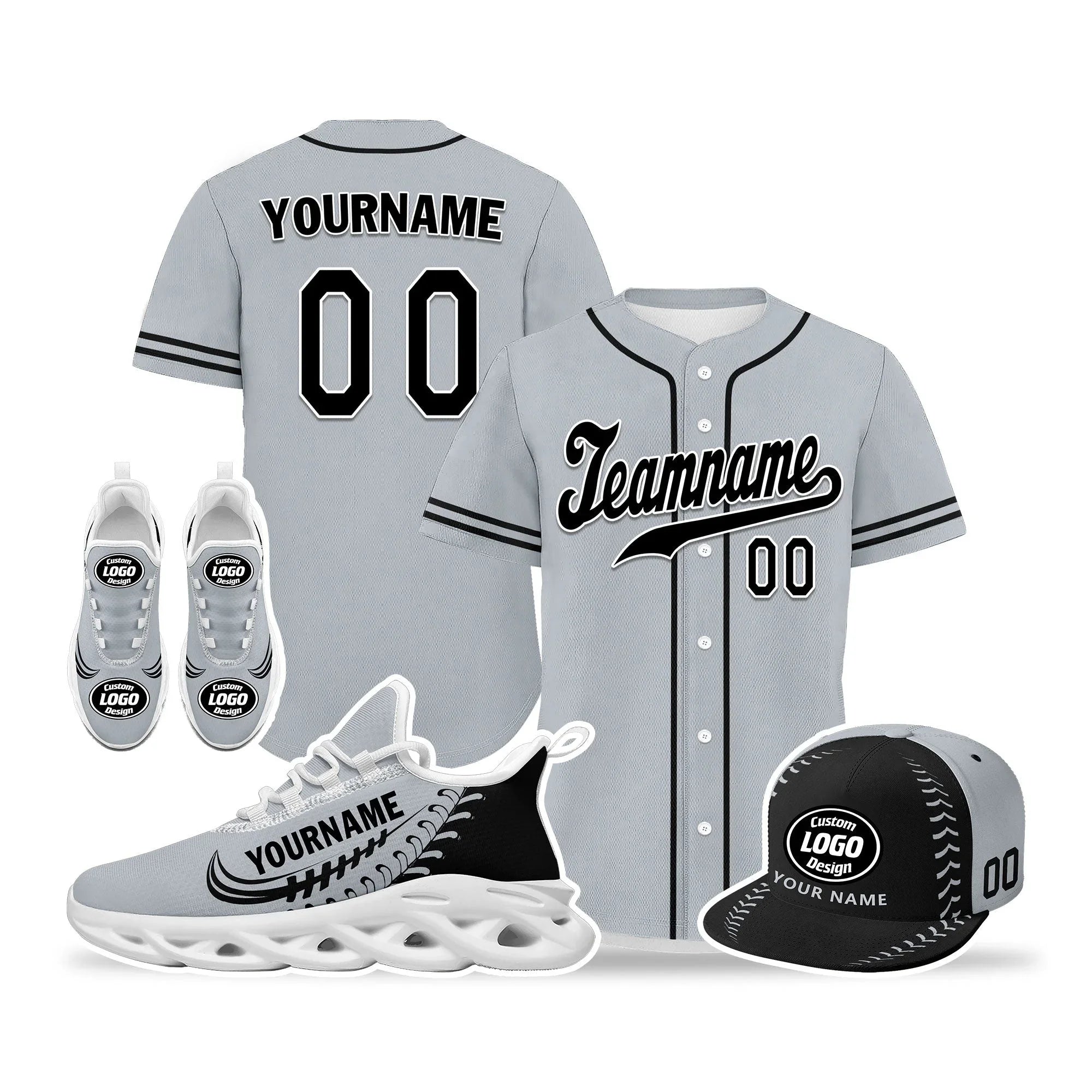 Custom Grey Jersey MaxSoul Shoes and Hat Combo Offer Personalized ZH-bd0b00e0-d - Coolcustomize