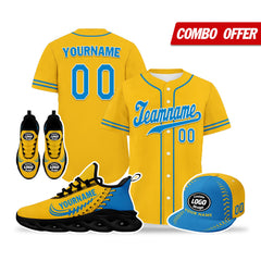 Custom Yellow Jersey MaxSoul Shoes and Hat Combo Offer Personalized ZH-bd0b00e0-9