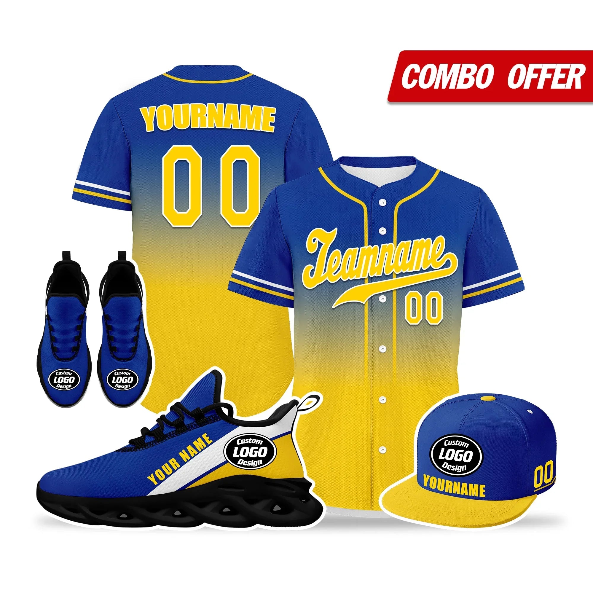 Custom Blue Yellow Jersey MaxSoul Shoes and Hat Combo Offer Personalized ZH-bd0b007e-a0 - Coolcustomize