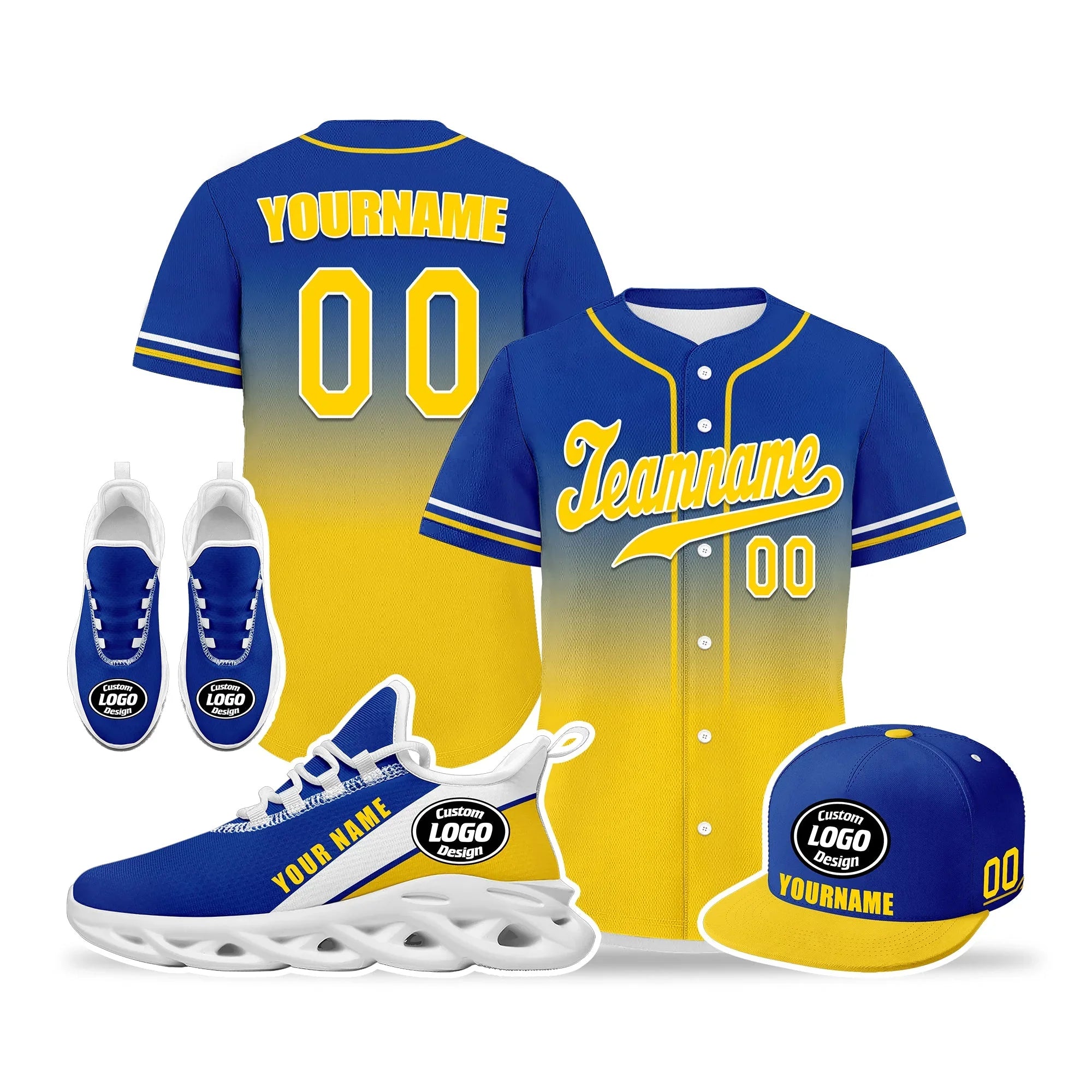 Custom Blue Yellow Jersey MaxSoul Shoes and Hat Combo Offer Personalized ZH-bd0b007e-a0 - Coolcustomize