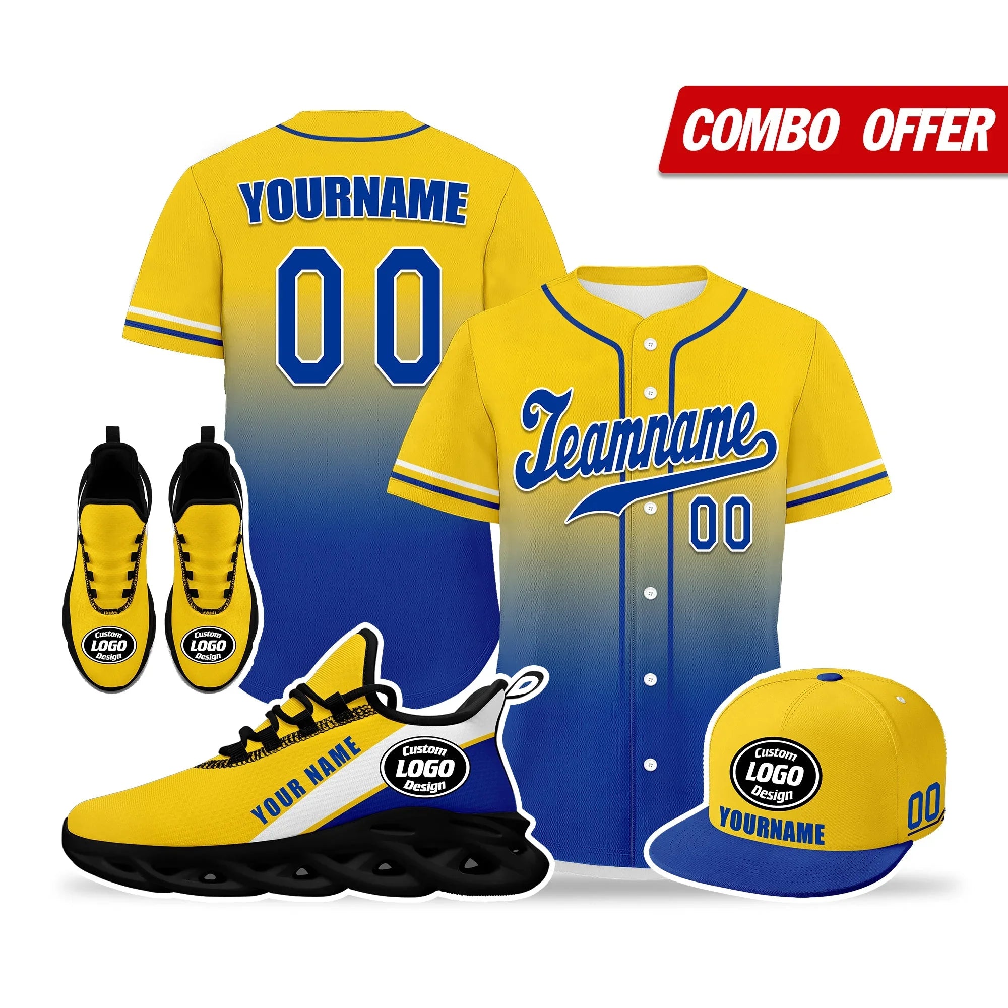 Custom Yellow Blue Jersey MaxSoul Shoes and Hat Combo Offer Personalized ZH-bd0b007e-aa - Coolcustomize