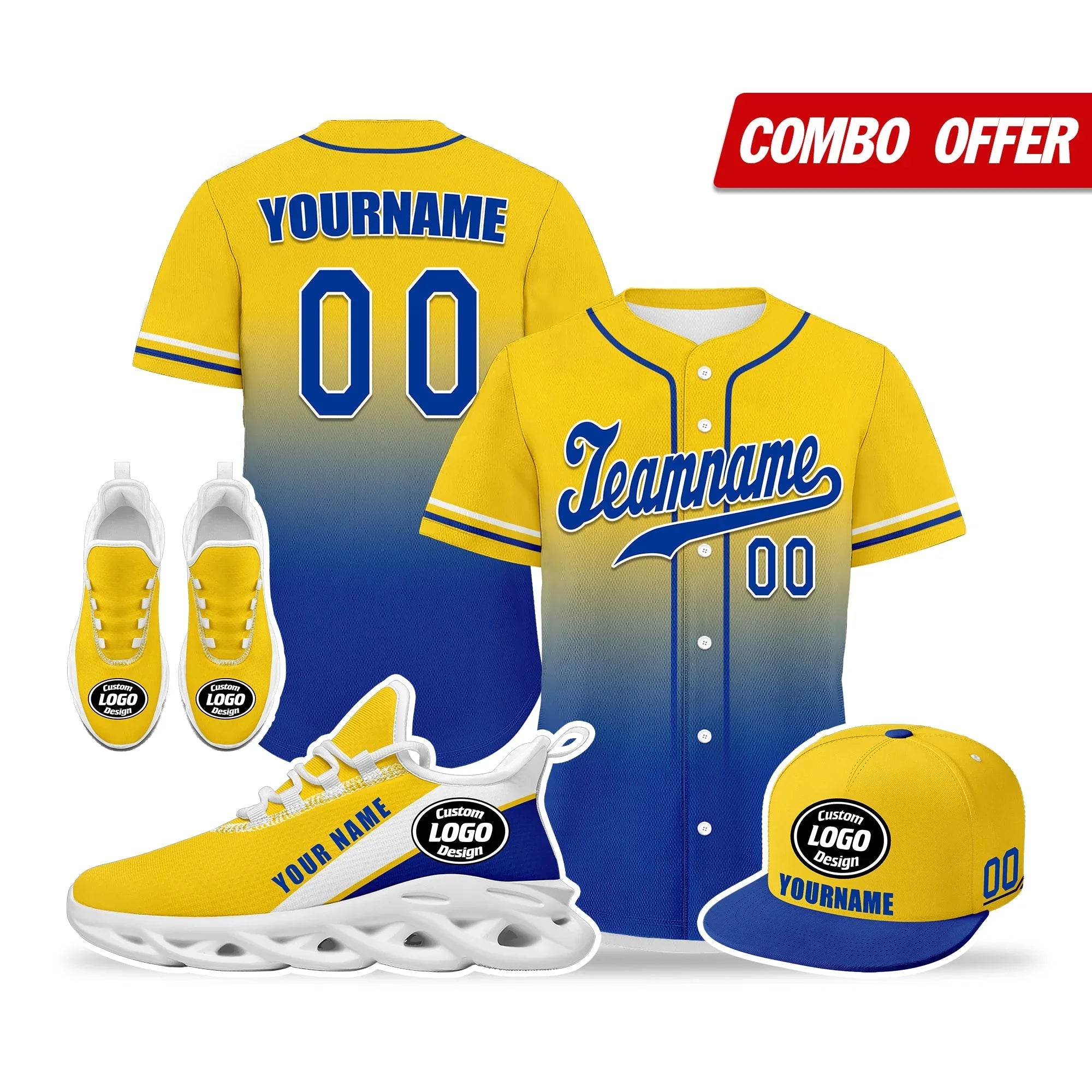 Custom Yellow Blue Jersey MaxSoul Shoes and Hat Combo Offer Personalized ZH-bd0b007e-aa - Coolcustomize
