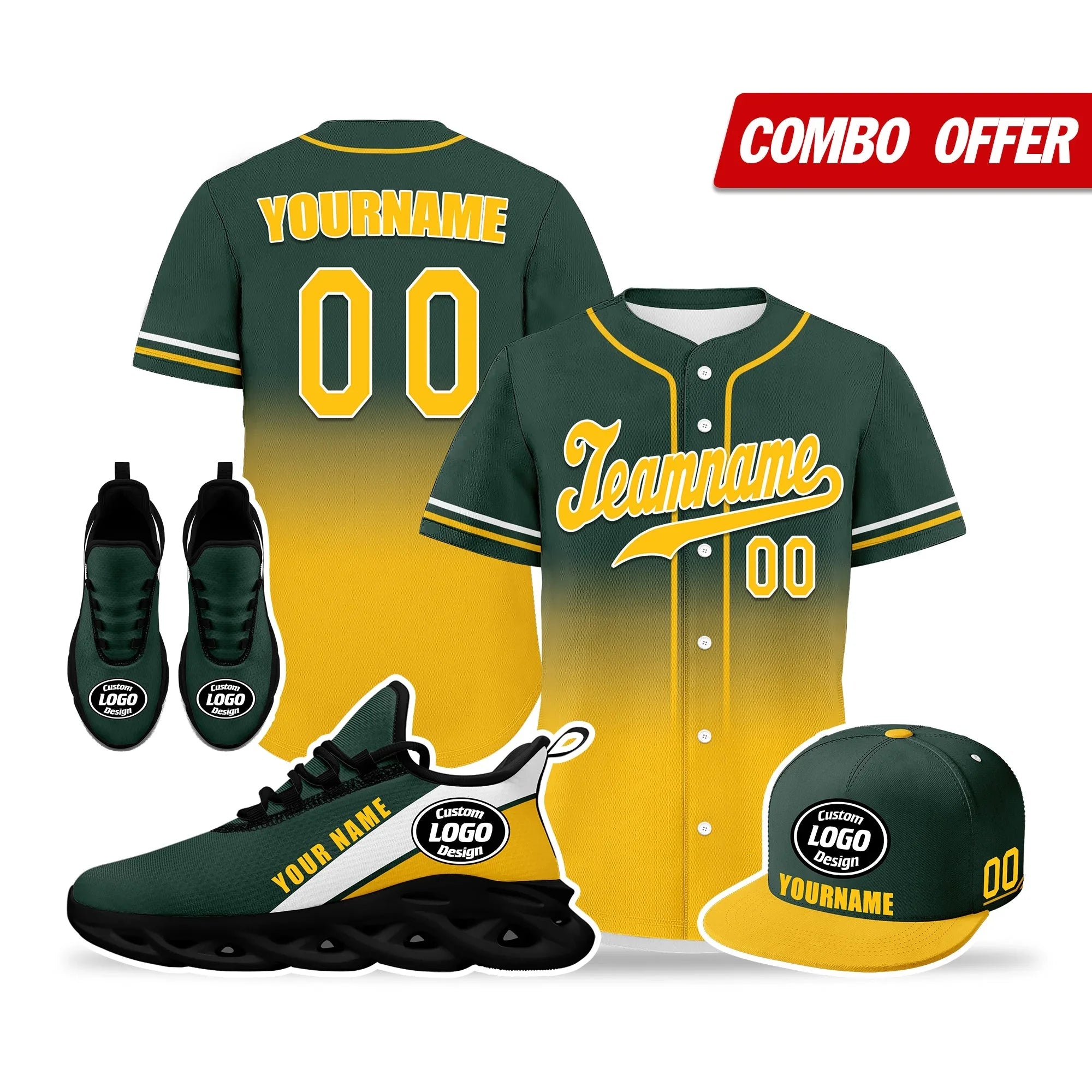 Custom Green Yellow Jersey MaxSoul Shoes and Hat Combo Offer Personalized ZH-bd0b007e-ab - Coolcustomize
