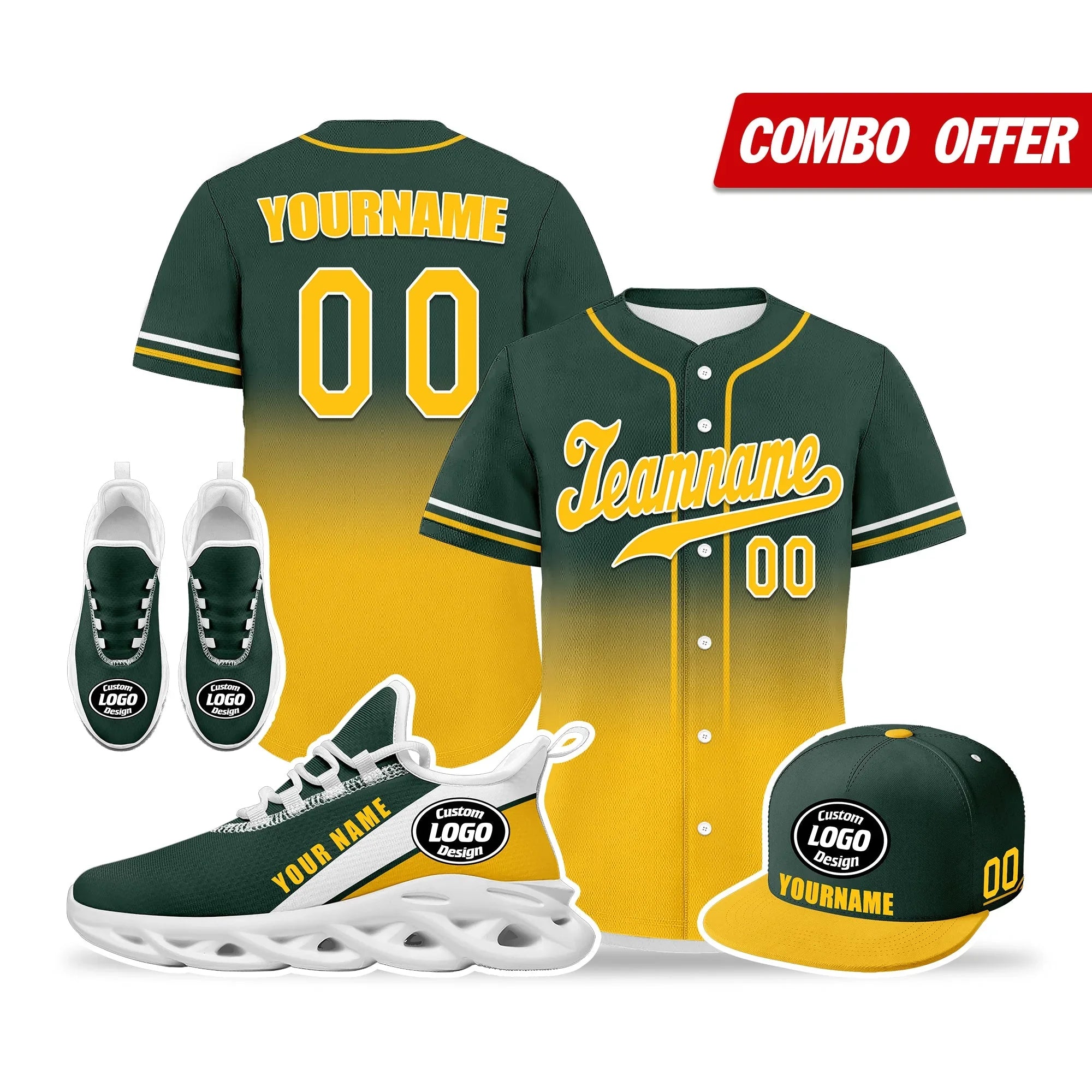 Custom Green Yellow Jersey MaxSoul Shoes and Hat Combo Offer Personalized ZH-bd0b007e-ab - Coolcustomize