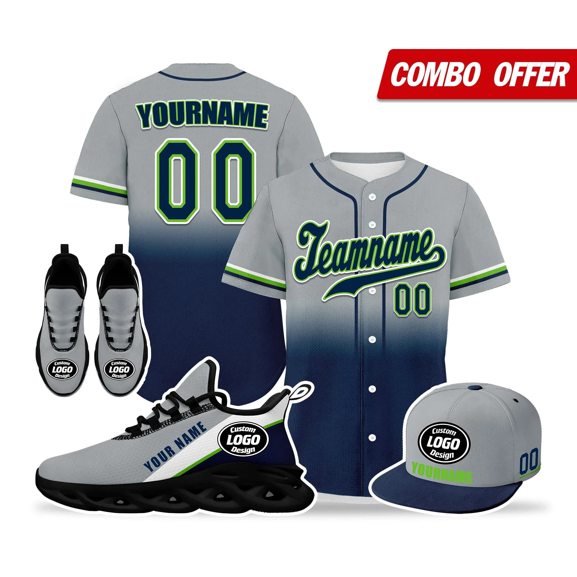 Custom Grey Blue Jersey MaxSoul Shoes and Hat Combo Offer Personalized ZH-bd0b007e-ac - Coolcustomize