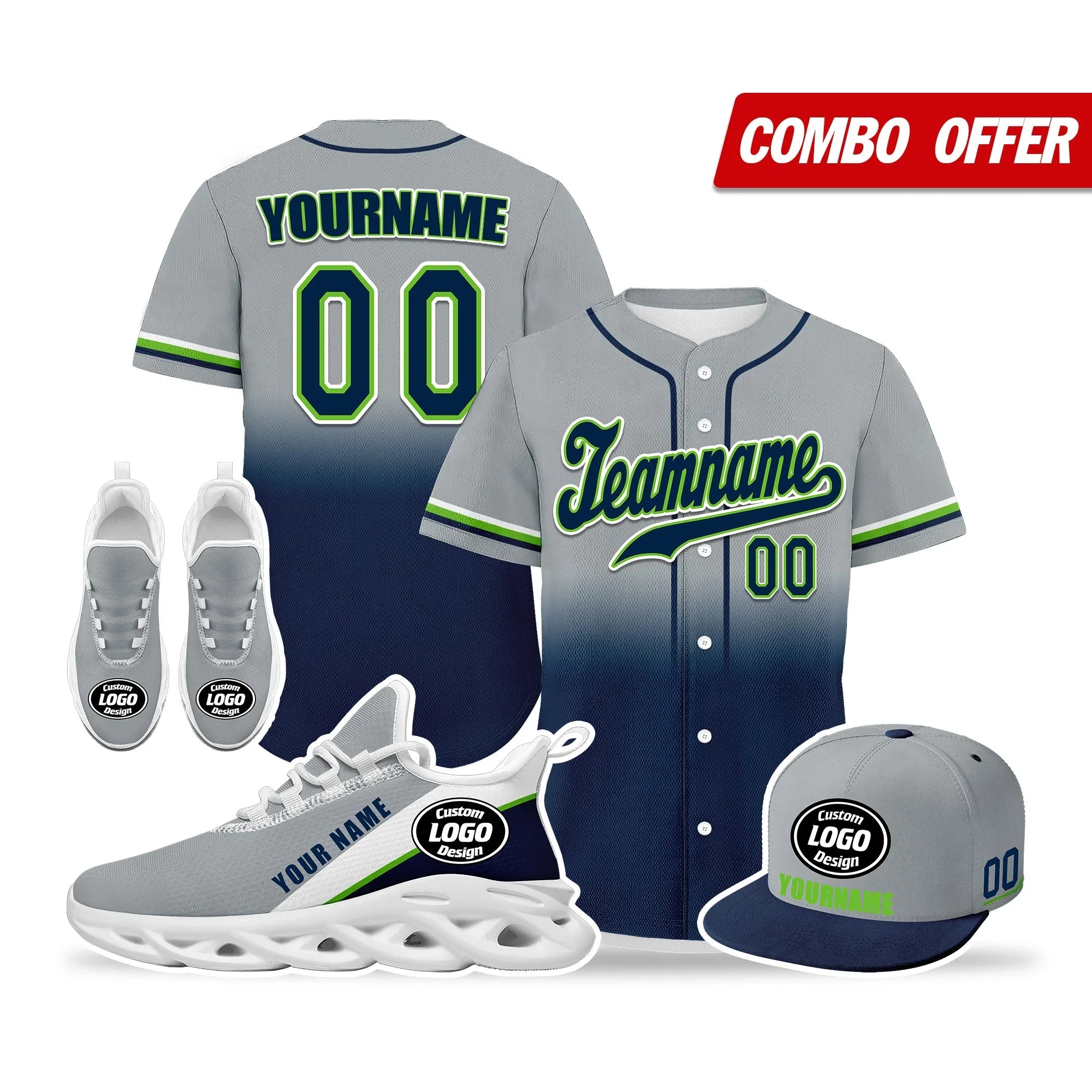 Custom Grey Blue Jersey MaxSoul Shoes and Hat Combo Offer Personalized ZH-bd0b007e-ac - Coolcustomize