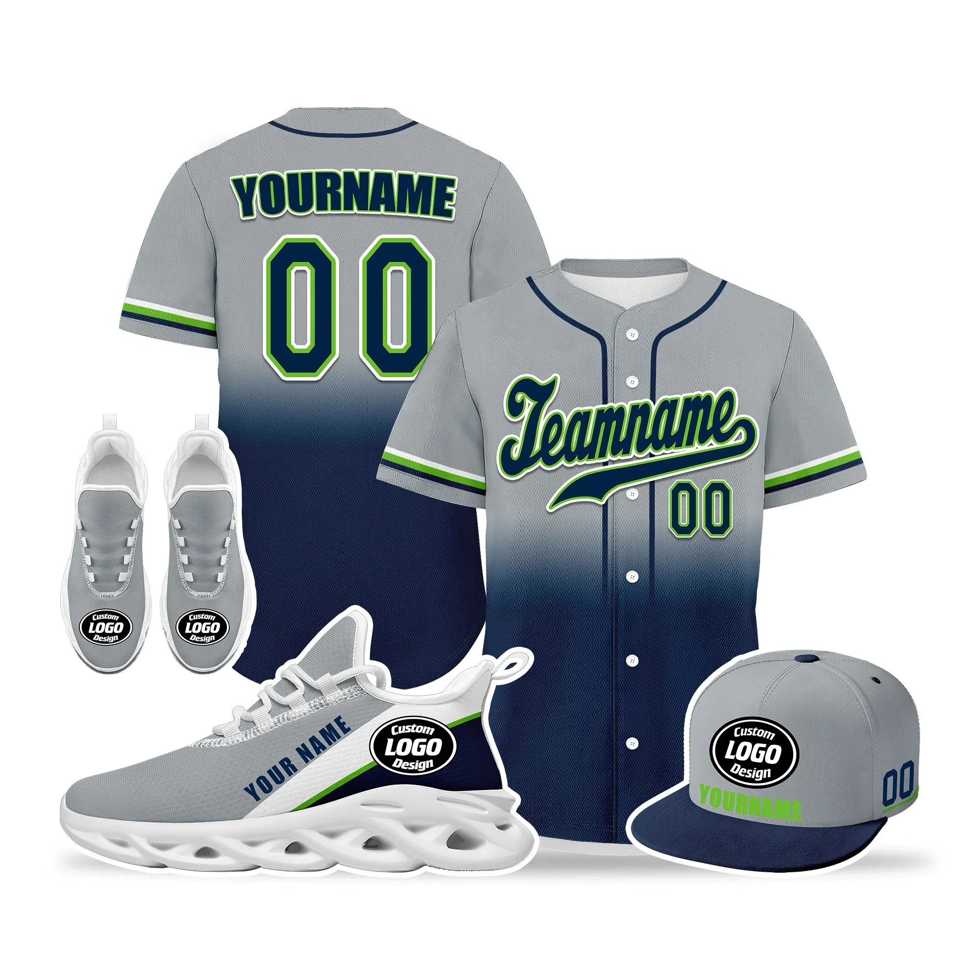 Custom Grey Blue Jersey MaxSoul Shoes and Hat Combo Offer Personalized ZH-bd0b007e-ac - Coolcustomize