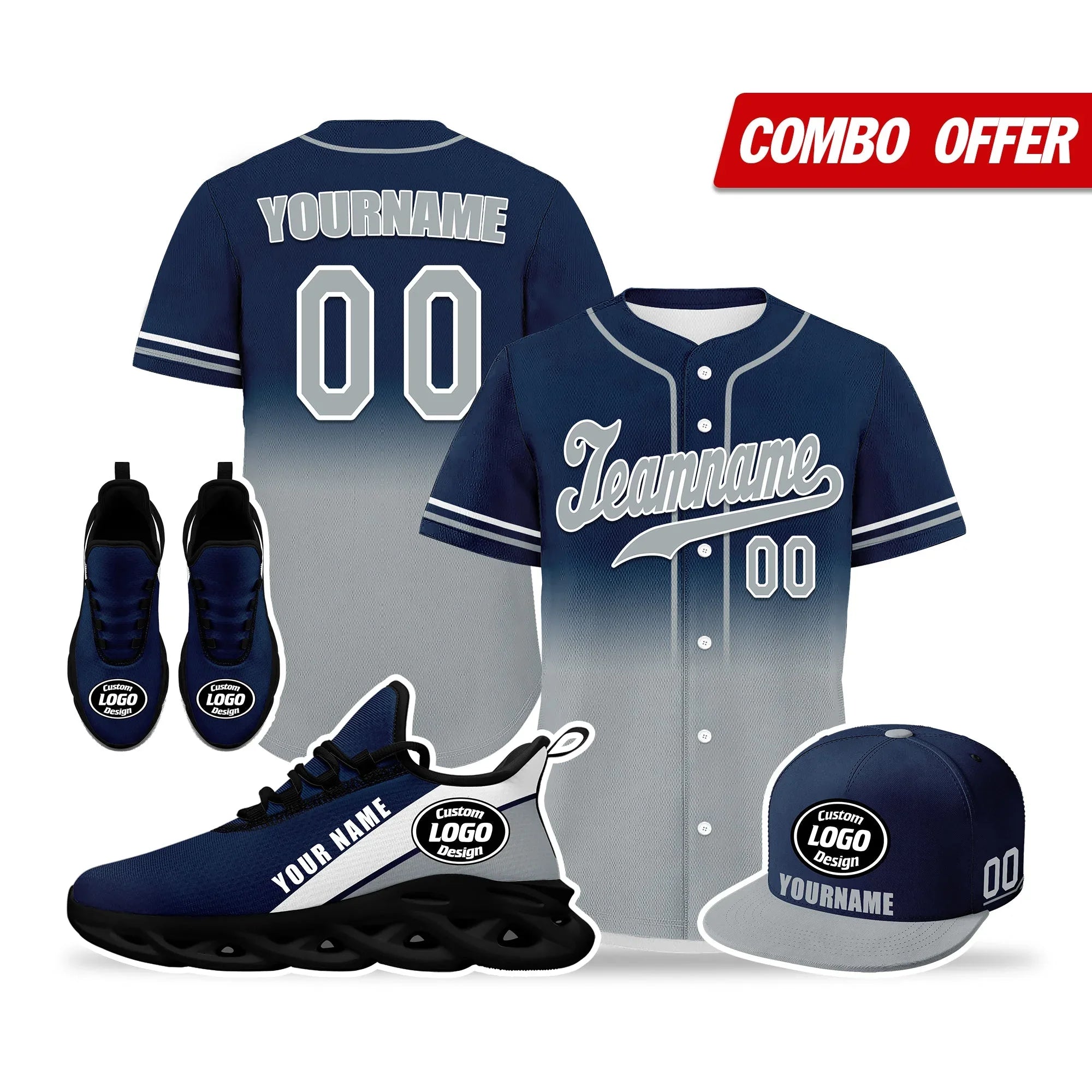 Custom Blue Grey Jersey MaxSoul Shoes and Hat Combo Offer Personalized ZH-bd0b007e-ad - Coolcustomize