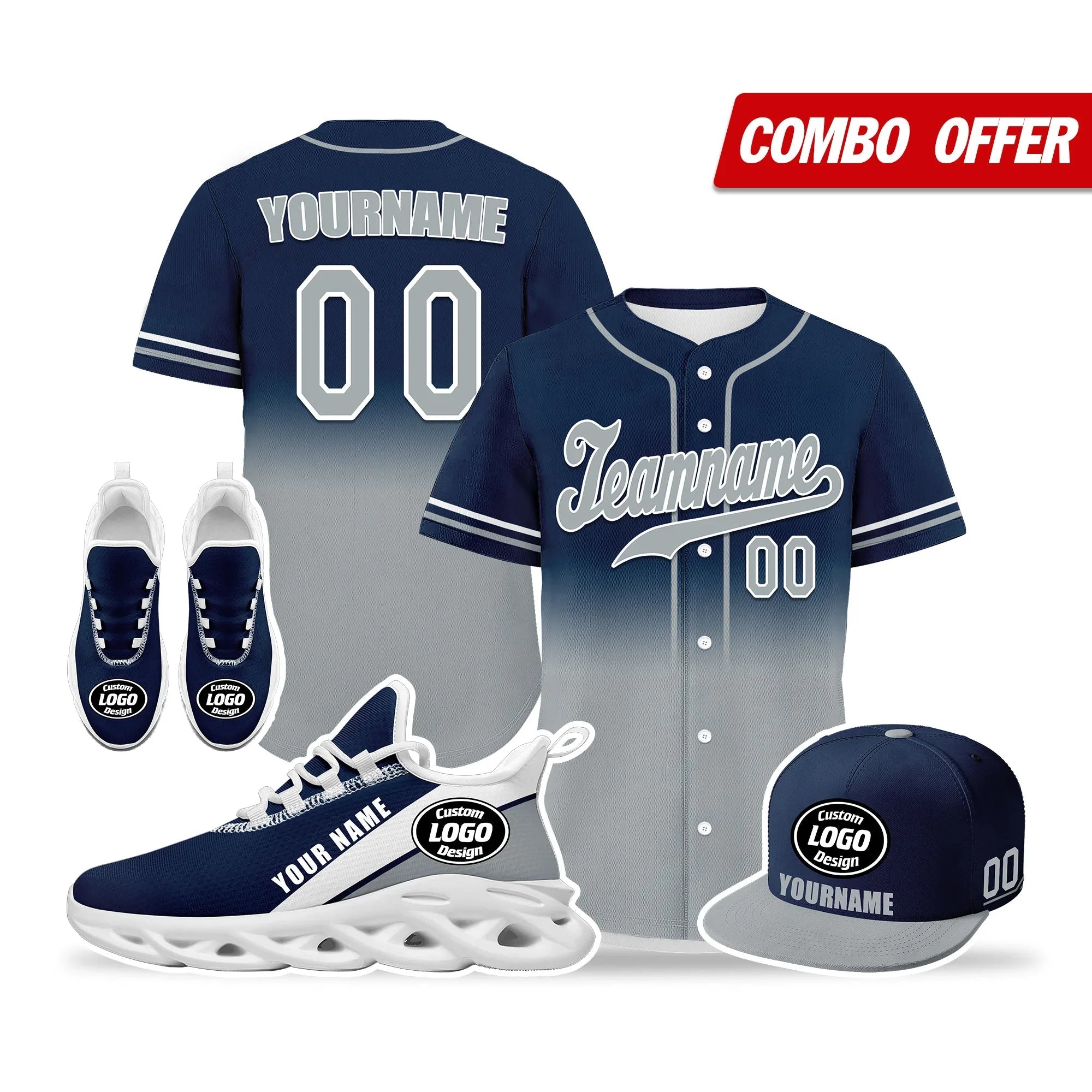 Custom Blue Grey Jersey MaxSoul Shoes and Hat Combo Offer Personalized ZH-bd0b007e-ad - Coolcustomize