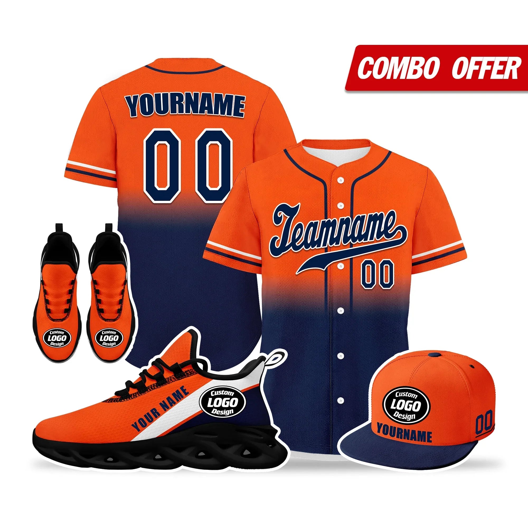 Custom Orange Blue Jersey MaxSoul Shoes and Hat Combo Offer Personalized ZH-bd0b007e-ae - Coolcustomize