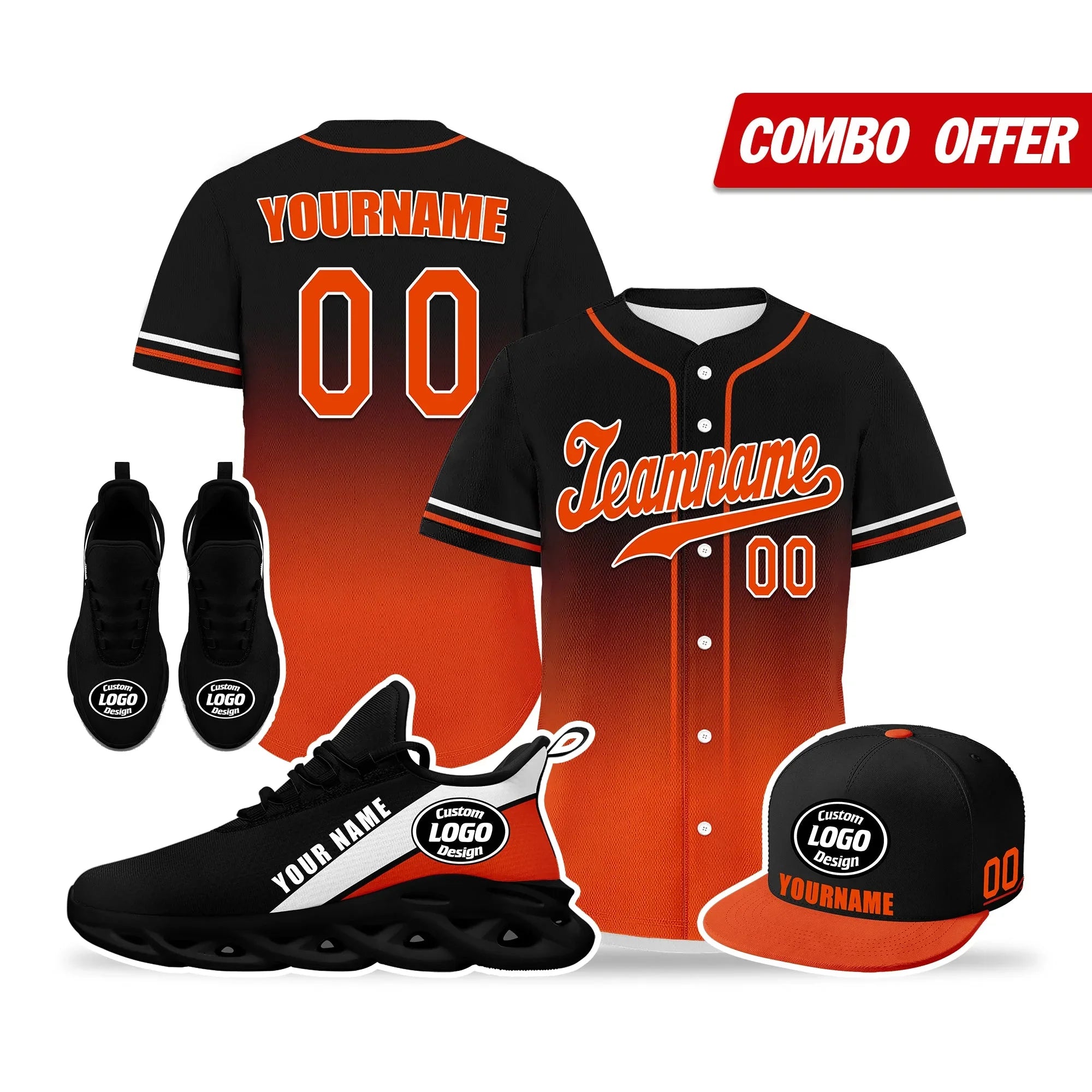 Custom Black Orange Jersey MaxSoul Shoes and Hat Combo Offer Personalized ZH-bd0b007e-a - Coolcustomize