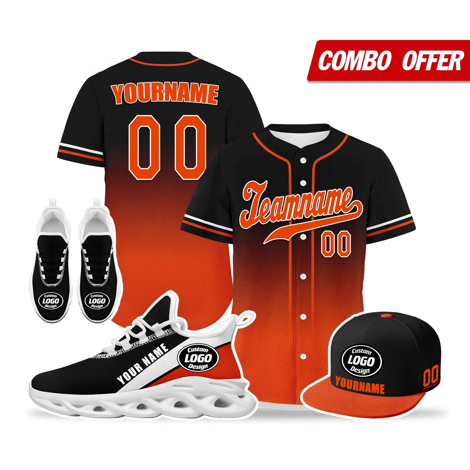 Custom Black Orange Jersey MaxSoul Shoes and Hat Combo Offer Personalized ZH-bd0b007e-a - Coolcustomize