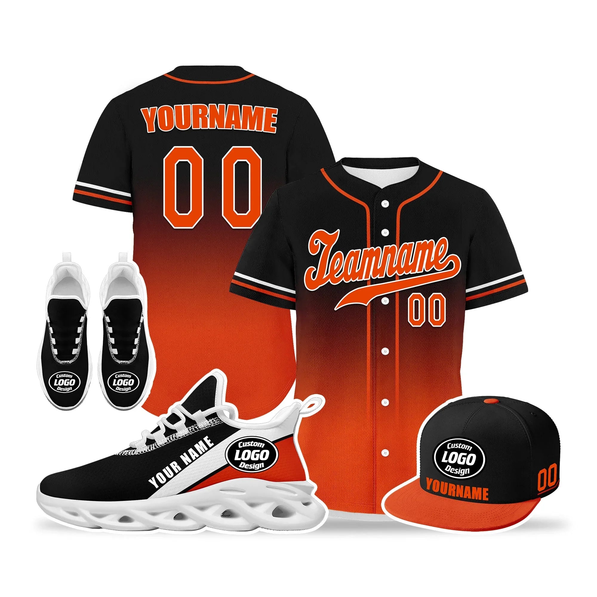 Custom Black Orange Jersey MaxSoul Shoes and Hat Combo Offer Personalized ZH-bd0b007e-a - Coolcustomize