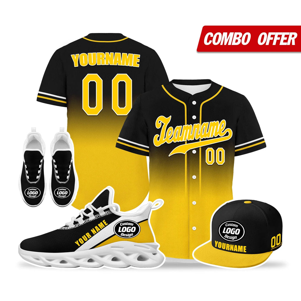 Custom Black Yellow Jersey MaxSoul Shoes and Hat Combo Offer Personalized ZH-bd0b007e-b - Coolcustomize