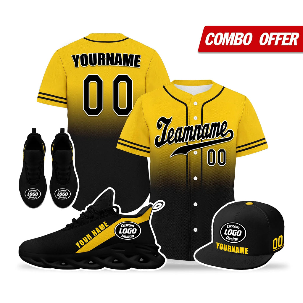 Custom Yellow Black Jersey MaxSoul Shoes and Hat Combo Offer Personalized ZH-bd0b007e-c - Coolcustomize