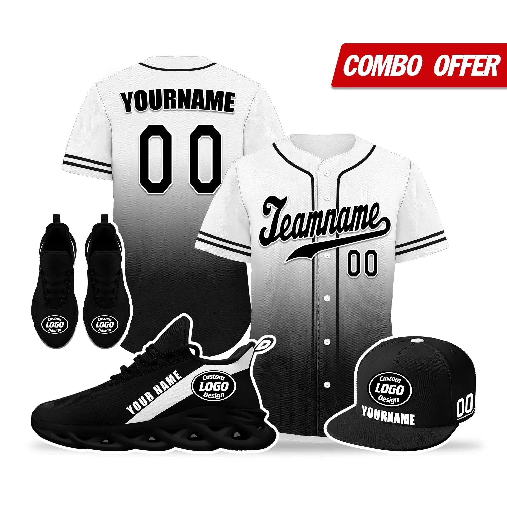 Custom White Black Jersey MaxSoul Shoes and Hat Combo Offer Personalized ZH-bd0b007e-d - Coolcustomize