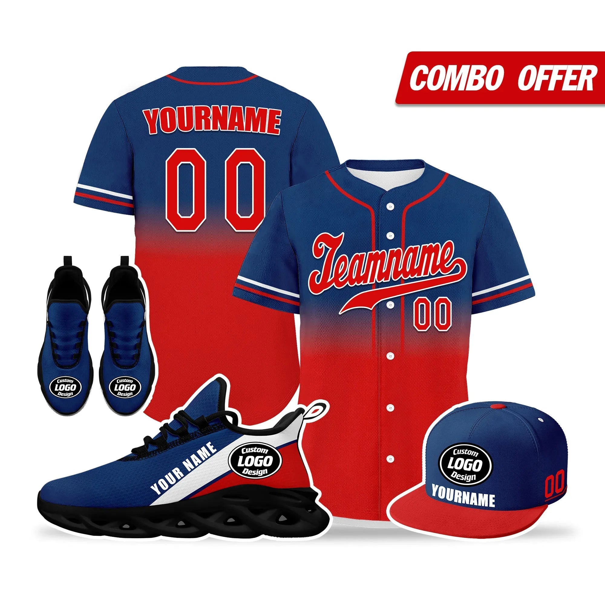 Custom Blue Red Jersey MaxSoul Shoes and Hat Combo Offer Personalized ZH-bd0b007e-f - Coolcustomize