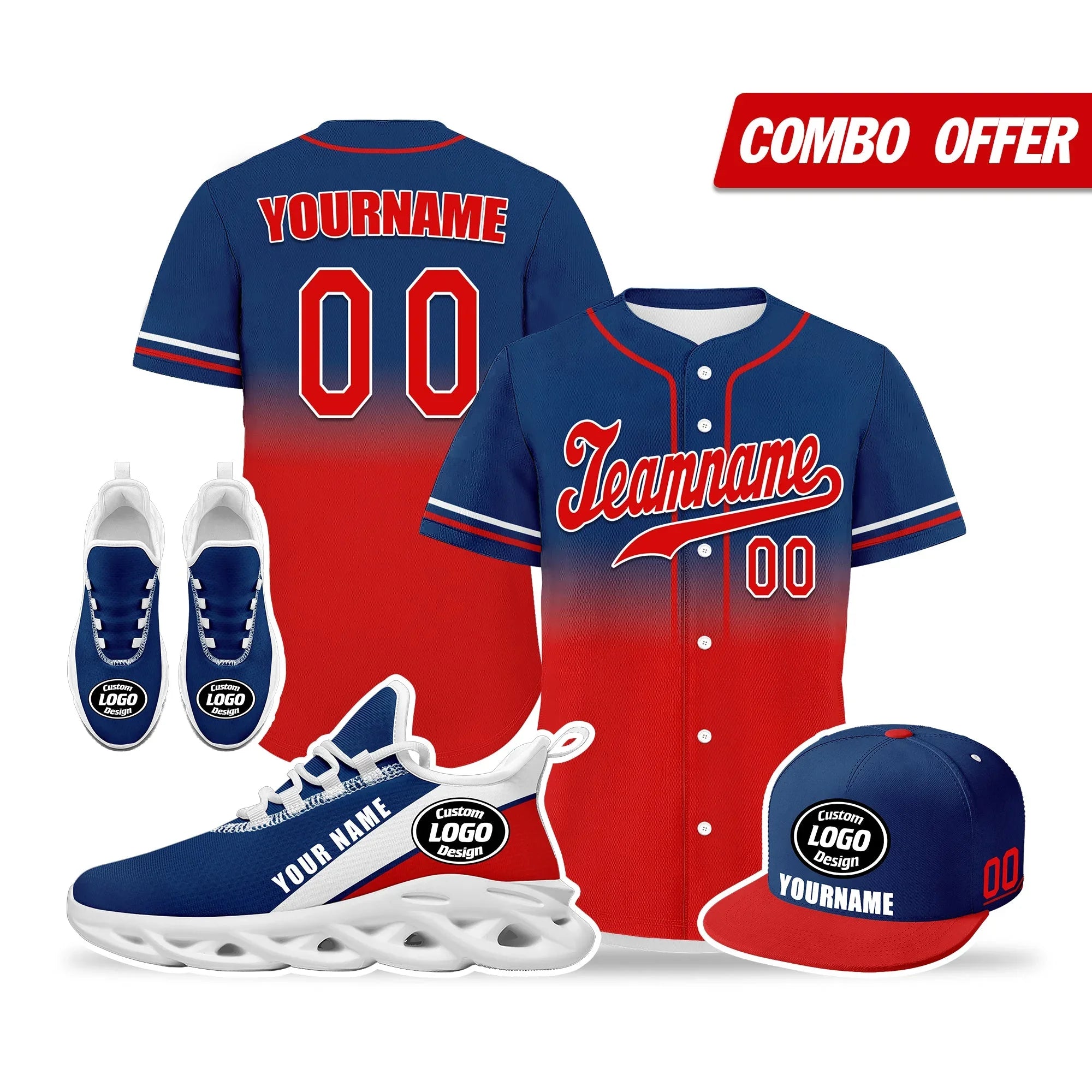 Custom Blue Red Jersey MaxSoul Shoes and Hat Combo Offer Personalized ZH-bd0b007e-f - Coolcustomize
