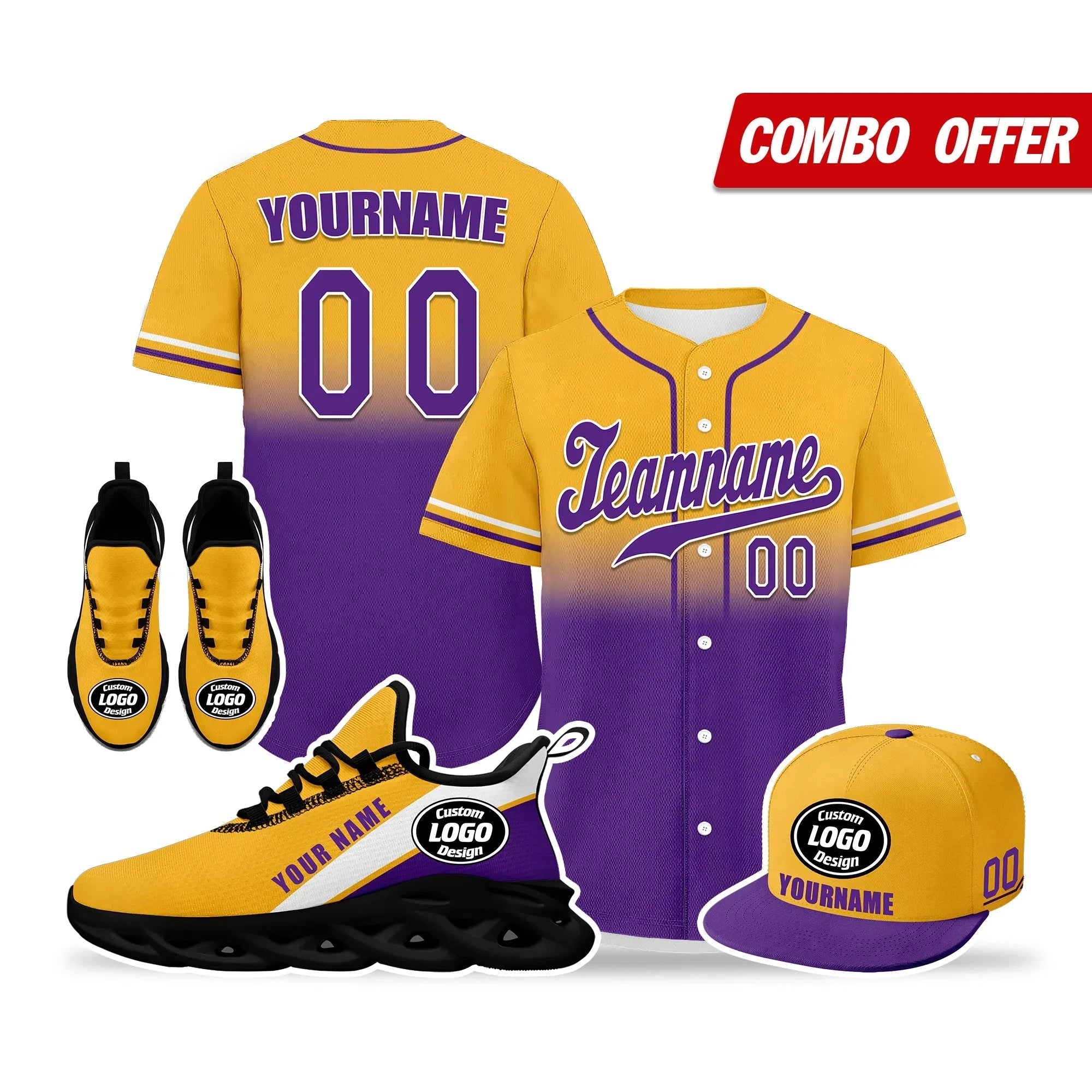 Custom Yellow Purple Jersey MaxSoul Shoes and Hat Combo Offer Personalized ZH-bd0b007e-7 - Coolcustomize