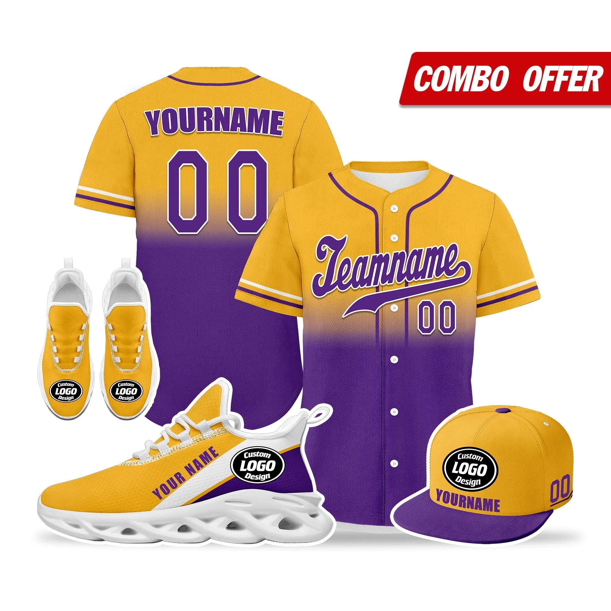 Custom Yellow Purple Jersey MaxSoul Shoes and Hat Combo Offer Personalized ZH-bd0b007e-7 - Coolcustomize