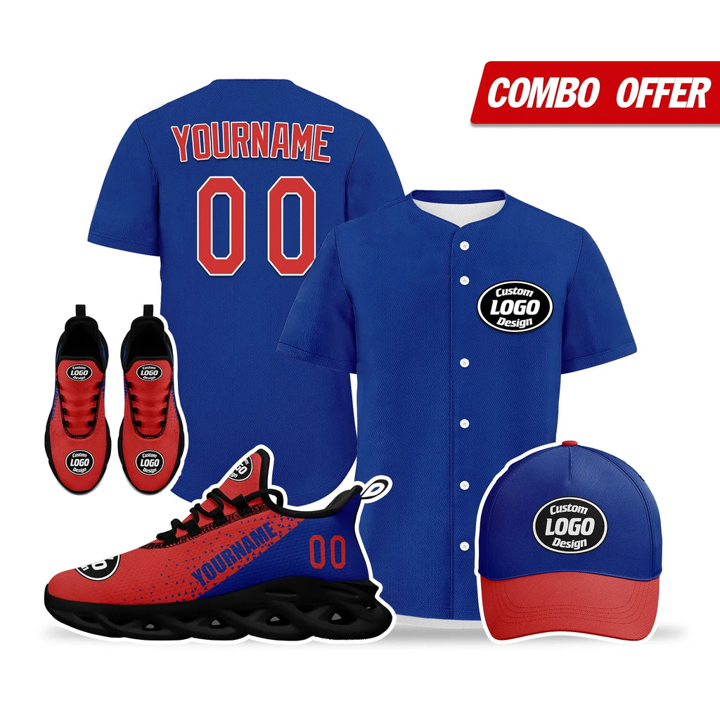 Custom Blue Red Jersey MaxSoul Shoes and Hat Combo Offer Personalized ZH-D0b008f-b - Coolcustomize
