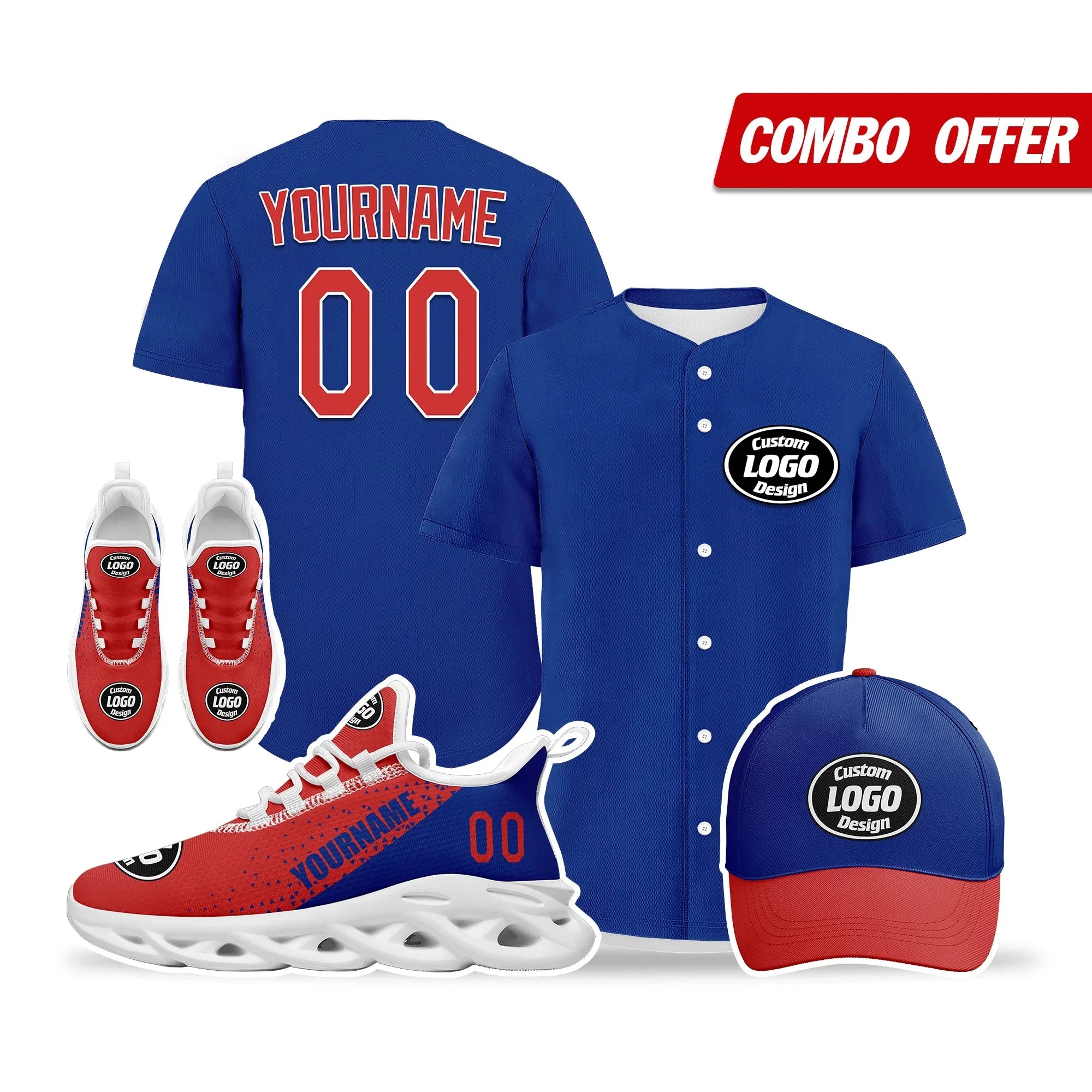 Custom Blue Red Jersey MaxSoul Shoes and Hat Combo Offer Personalized ZH-D0b008f-b - Coolcustomize