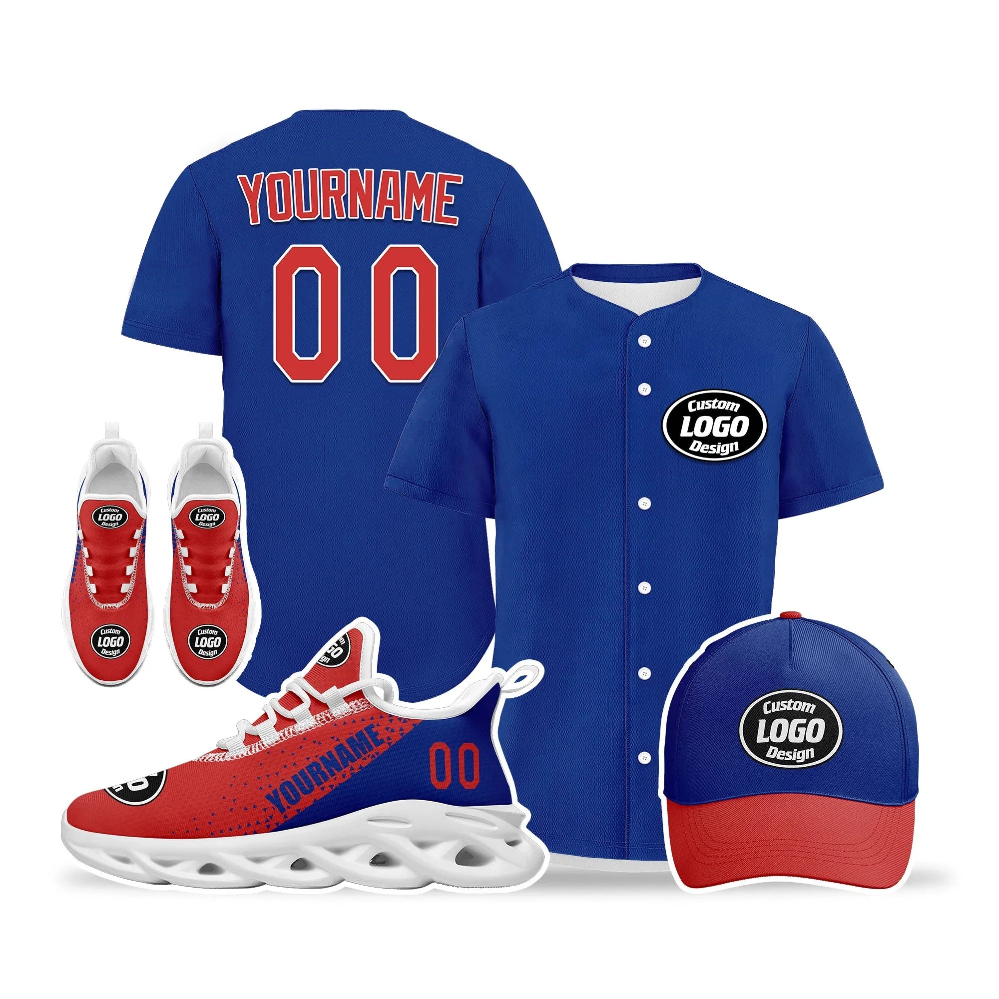 Custom Blue Red Jersey MaxSoul Shoes and Hat Combo Offer Personalized ZH-D0b008f-b - Coolcustomize