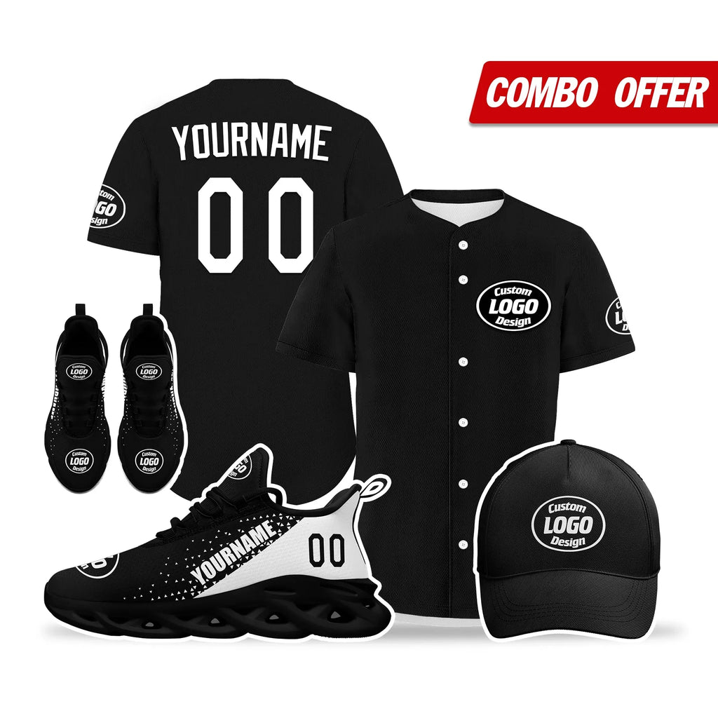 Custom Black White Jersey MaxSoul Shoes and Hat Combo Offer Personalized ZH-D0b0089-b - Coolcustomize