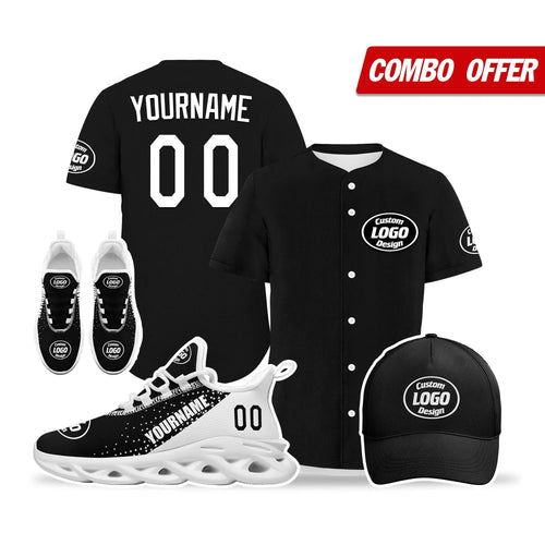 Custom Black White Jersey MaxSoul Shoes and Hat Combo Offer Personalized ZH-D0b0089-b - Coolcustomize