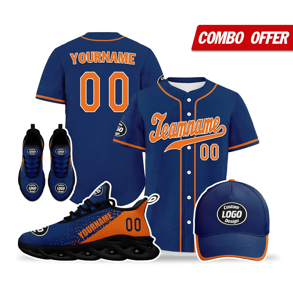 Custom Blue Orange Jersey MaxSoul Shoes and Hat Combo Offer Personalized ZH-D0b0090-c - Coolcustomize