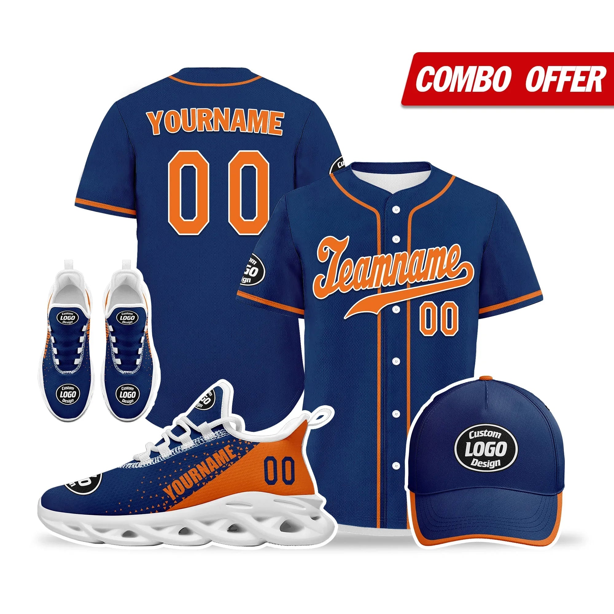 Custom Blue Orange Jersey MaxSoul Shoes and Hat Combo Offer Personalized ZH-D0b0090-c - Coolcustomize