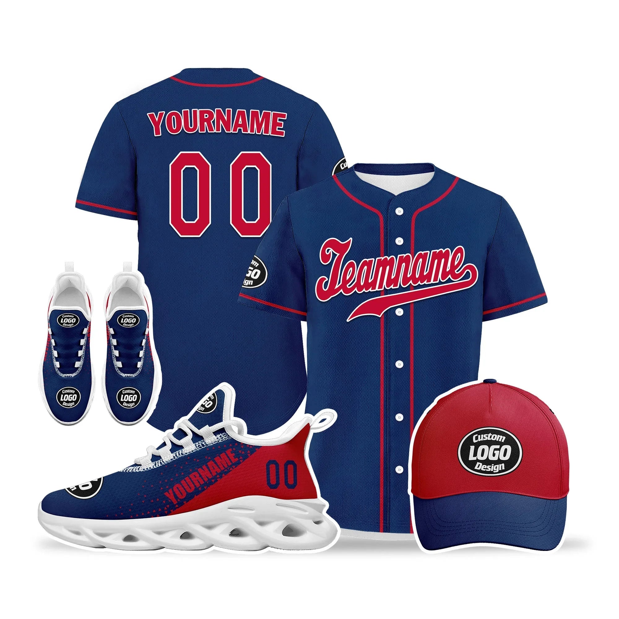 Custom Blue Red Jersey MaxSoul Shoes and Hat Combo Offer Personalized ZH-D0b009a-b - Coolcustomize