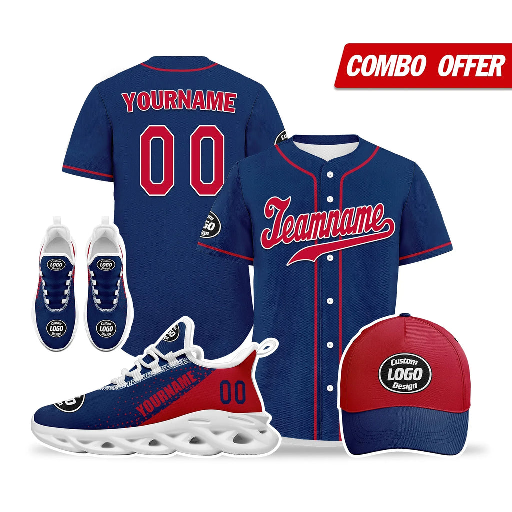 Custom Blue Red Jersey MaxSoul Shoes and Hat Combo Offer Personalized ZH-D0b009a-b - Coolcustomize