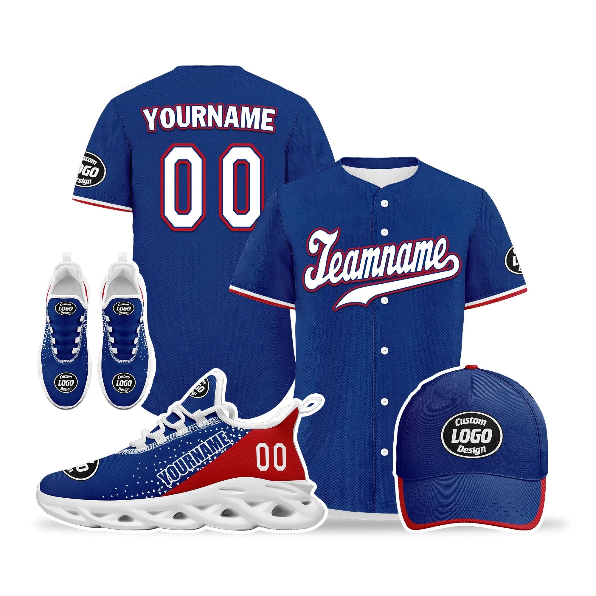 Custom Blue Red Jersey MaxSoul Shoes and Hat Combo Offer Personalized ZH-D0b009b-b - Coolcustomize