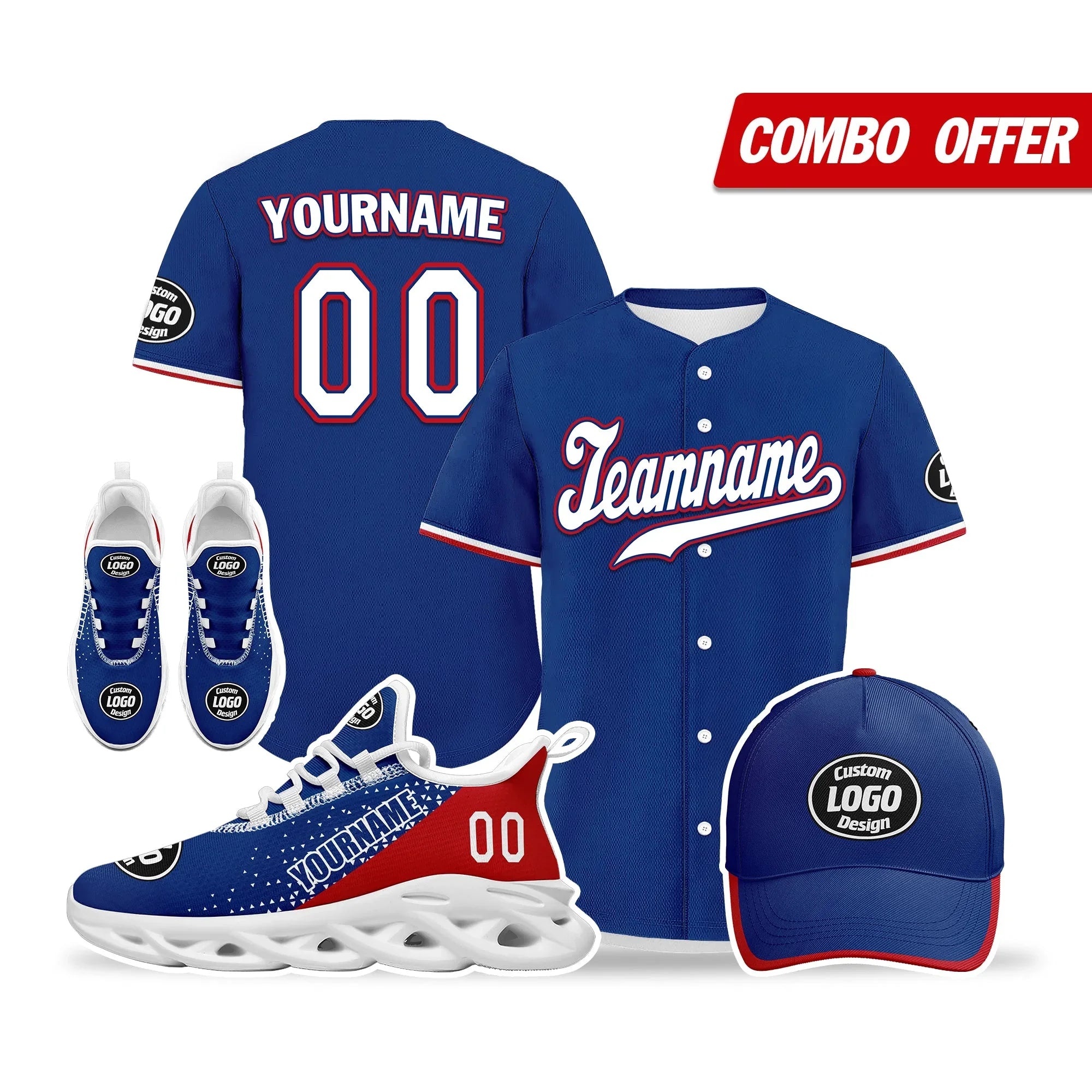 Custom Blue Red Jersey MaxSoul Shoes and Hat Combo Offer Personalized ZH-D0b009b-b - Coolcustomize