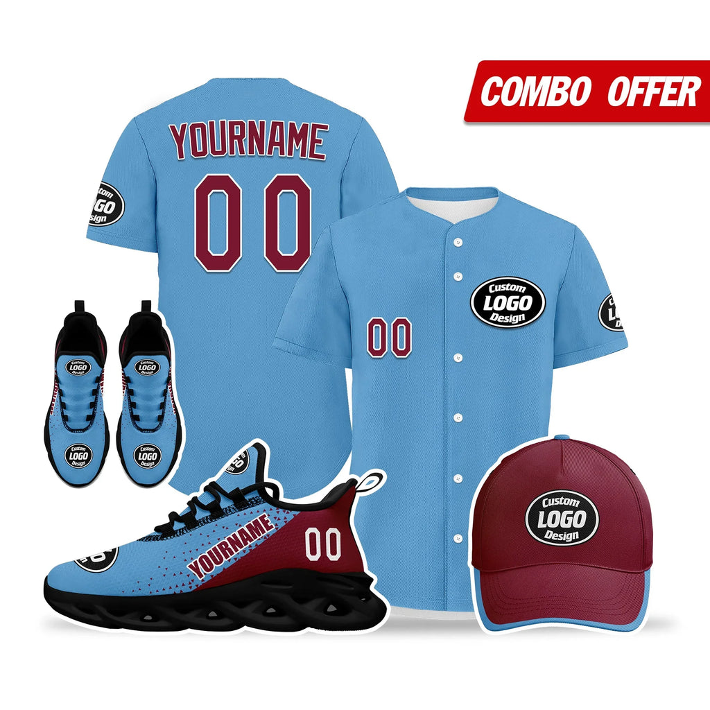 Custom Blue Red Jersey MaxSoul Shoes and Hat Combo Offer Personalized ZH-D0b009c-b - Coolcustomize