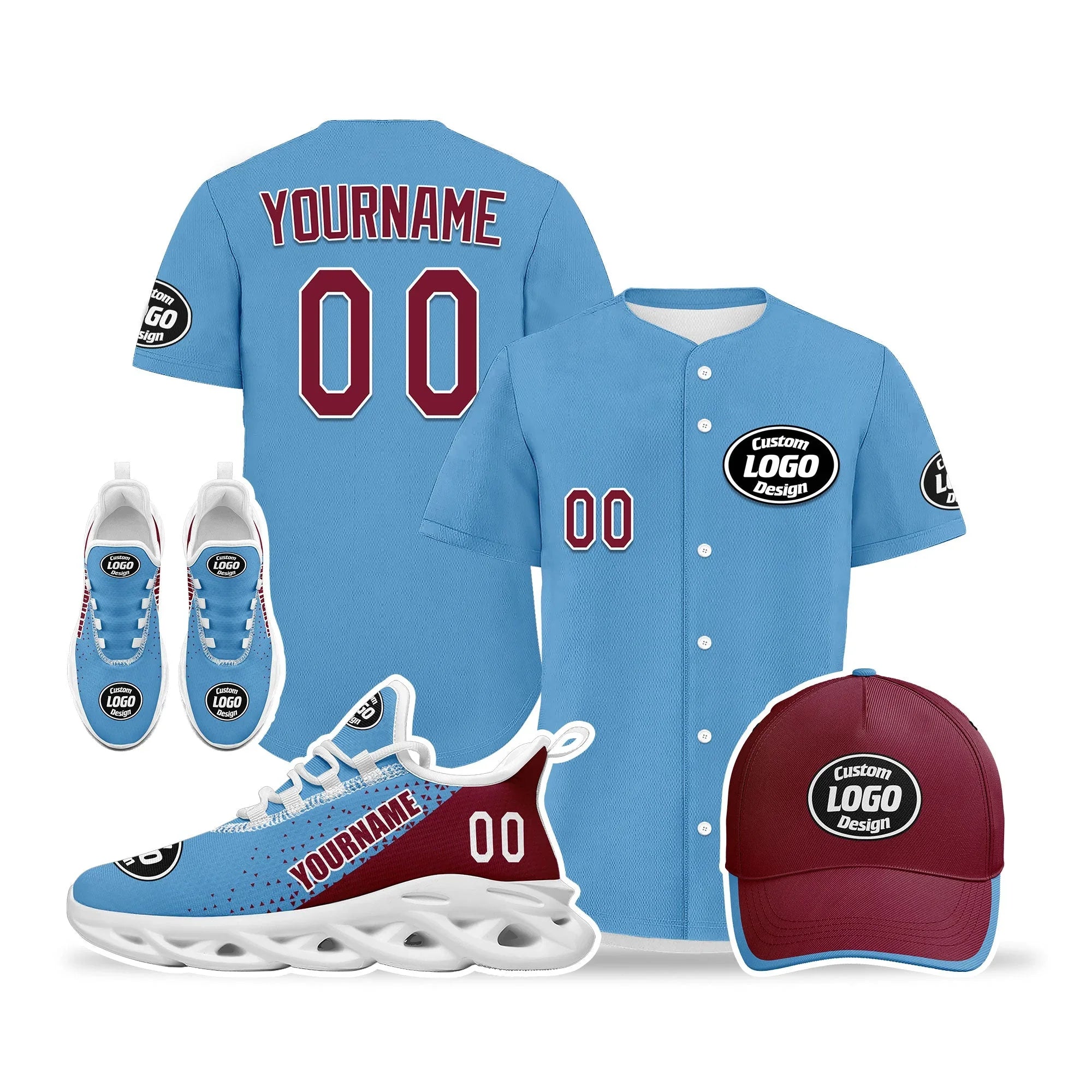 Custom Blue Red Jersey MaxSoul Shoes and Hat Combo Offer Personalized ZH-D0b009c-b - Coolcustomize