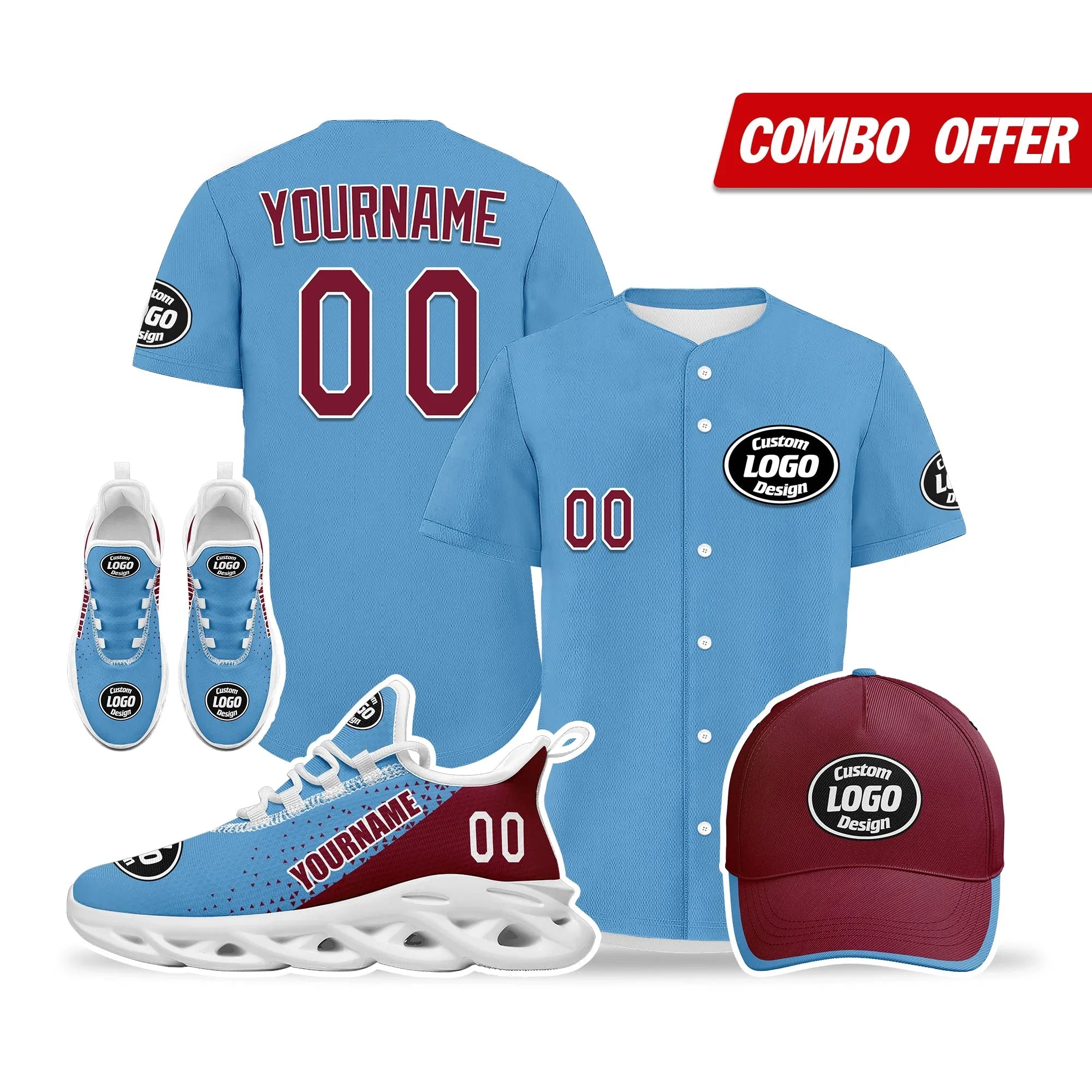 Custom Blue Red Jersey MaxSoul Shoes and Hat Combo Offer Personalized ZH-D0b009c-b - Coolcustomize