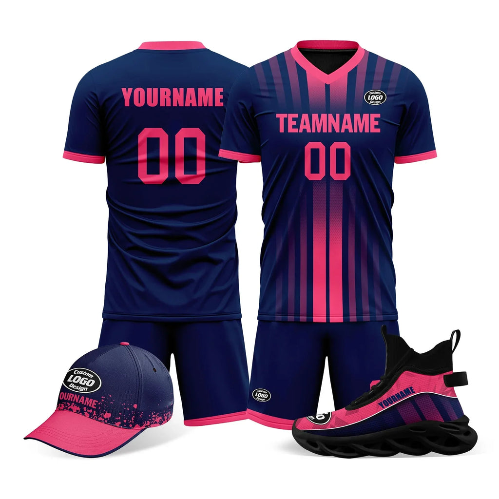 Custom Blue Pink Jersey MaxSoul Shoes and Hat Combo Offer Personalized Combo ZH-D020234-1 - Coolcustomize