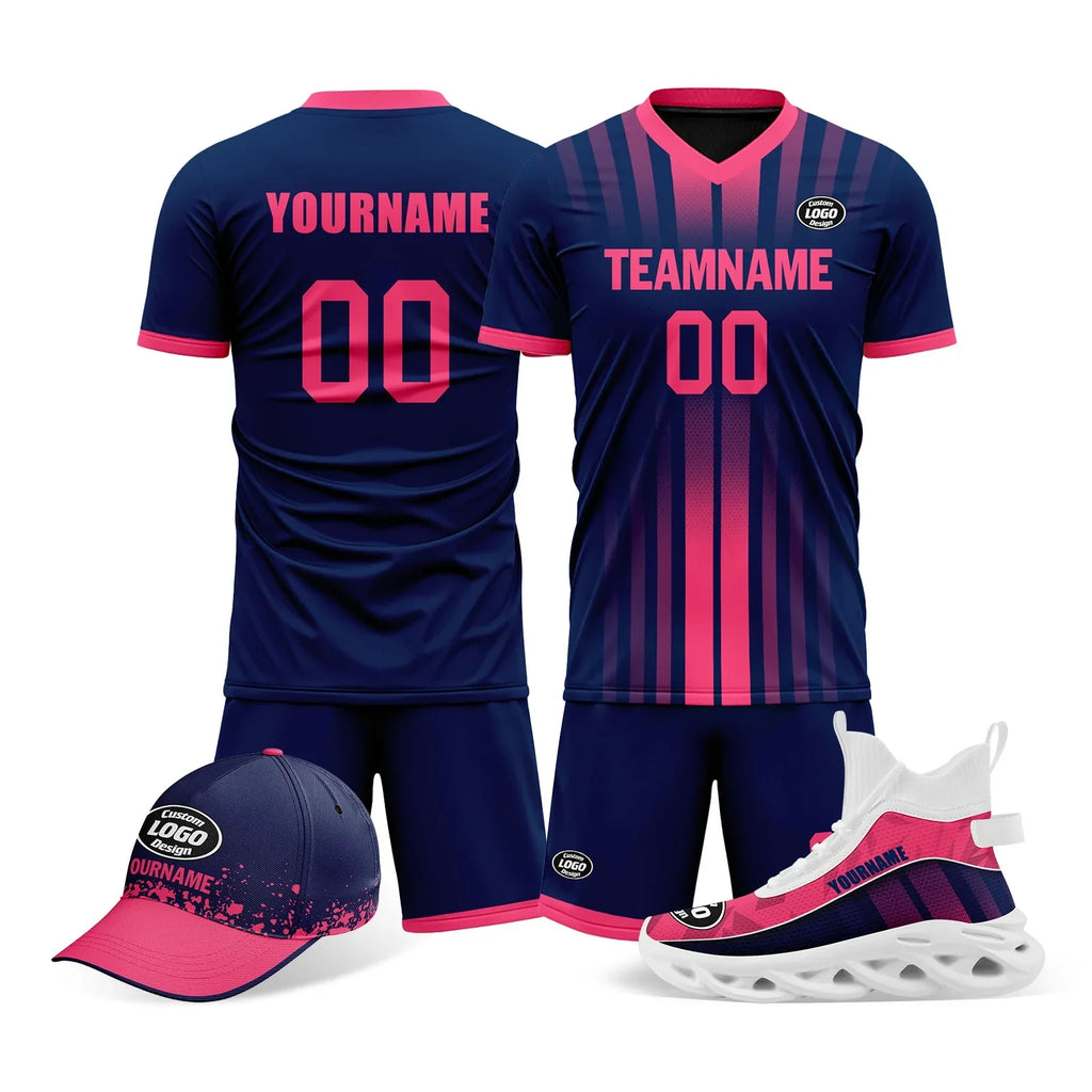 Custom Blue Pink Jersey MaxSoul Shoes and Hat Combo Offer Personalized Combo ZH-D020234-1 - Coolcustomize