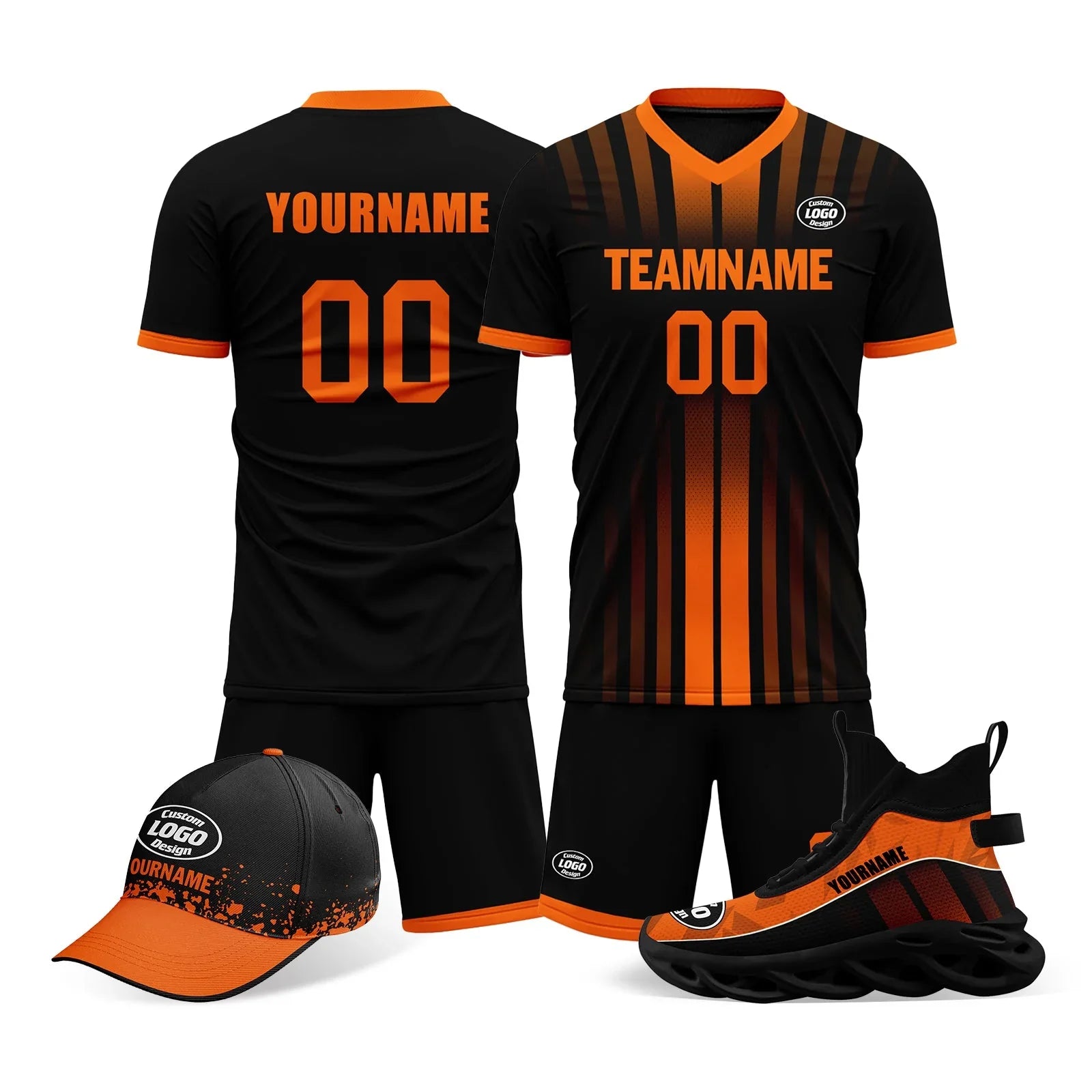 Custom Black Orange Jersey MaxSoul Shoes and Hat Combo Offer Personalized Combo ZH-D020234-3 - Coolcustomize
