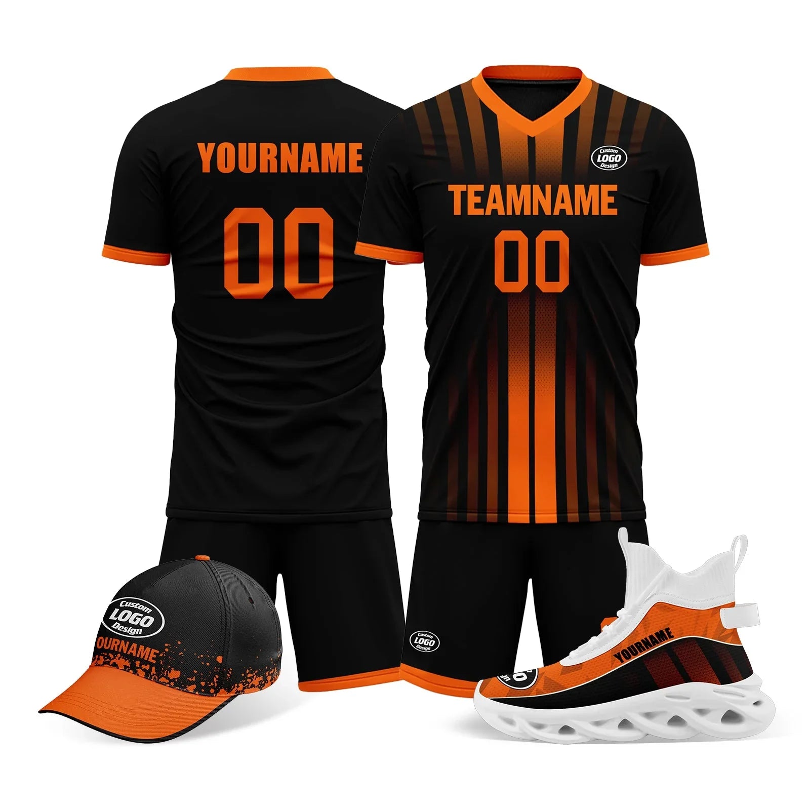 Custom Black Orange Jersey MaxSoul Shoes and Hat Combo Offer Personalized Combo ZH-D020234-3 - Coolcustomize