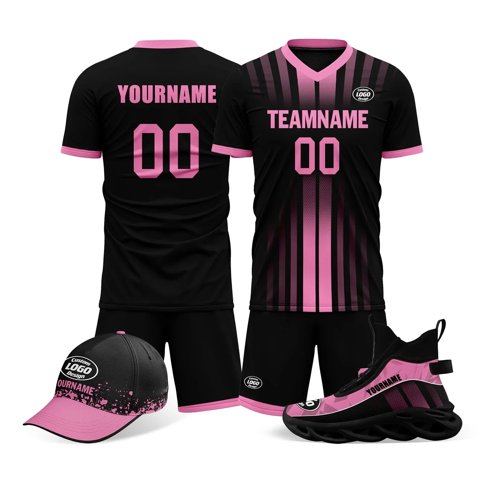 Custom Black Pink Jersey MaxSoul Shoes and Hat Combo Offer Personalized Combo ZH-D020234-5 - Coolcustomize
