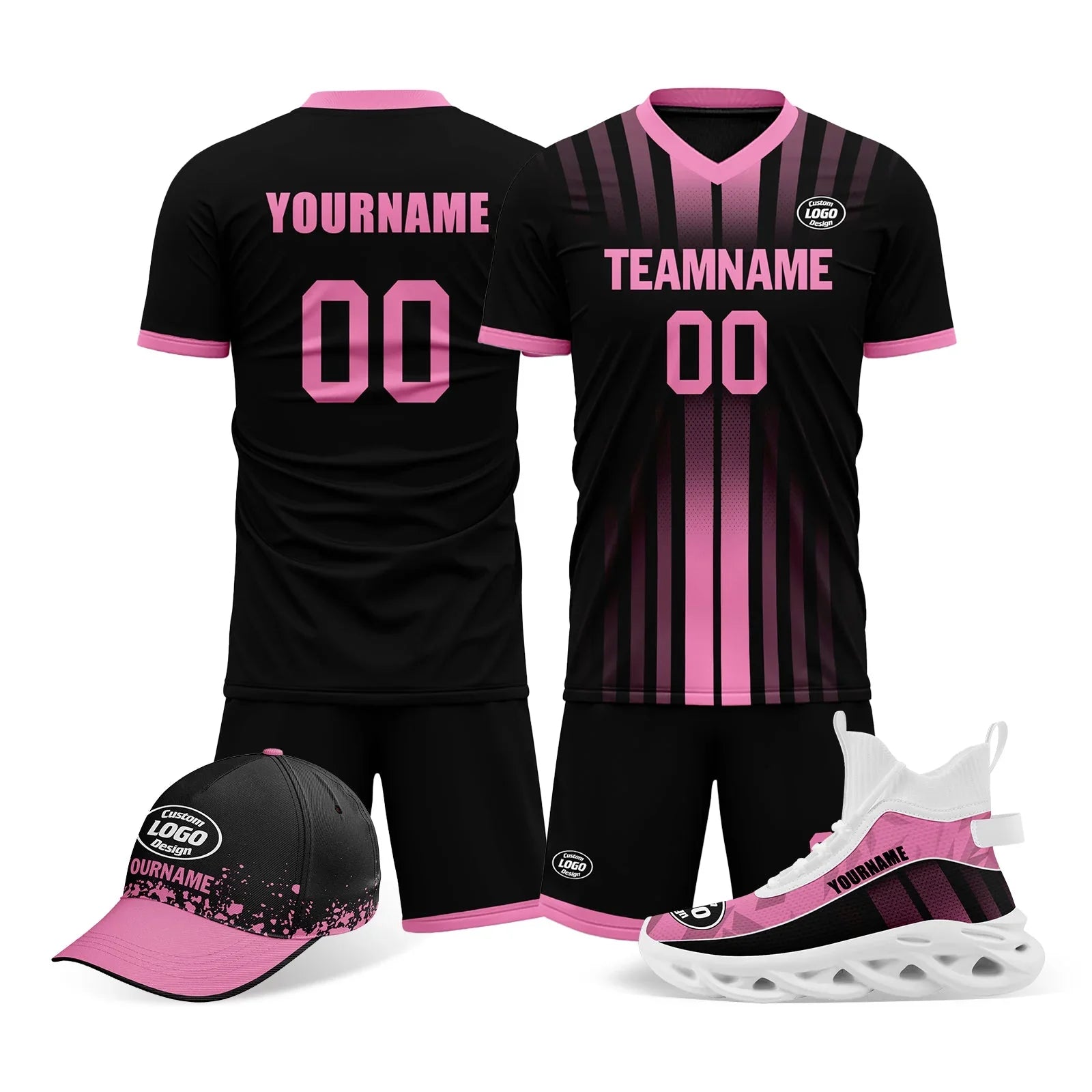 Custom Black Pink Jersey MaxSoul Shoes and Hat Combo Offer Personalized Combo ZH-D020234-5 - Coolcustomize