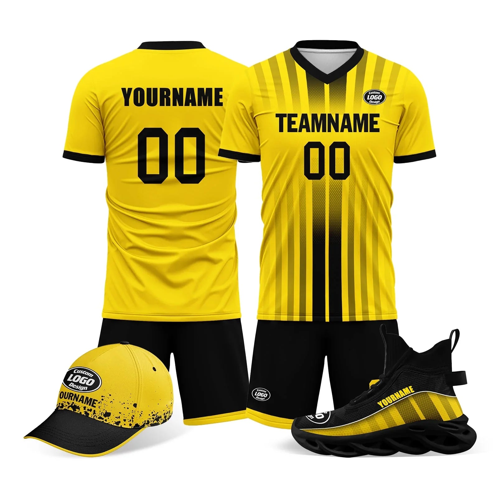 Custom Black Yellow Jersey MaxSoul Shoes and Hat Combo Offer Personalized Combo ZH-D020234-7 - Coolcustomize