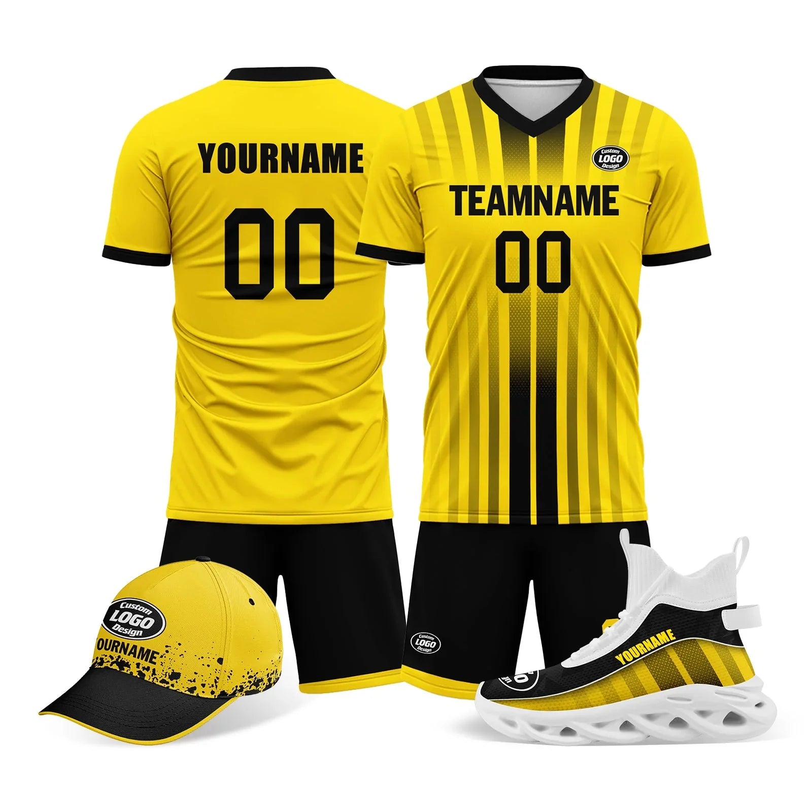 Custom Black Yellow Jersey MaxSoul Shoes and Hat Combo Offer Personalized Combo ZH-D020234-7 - Coolcustomize
